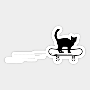 Black Cat On Skateboard Sticker